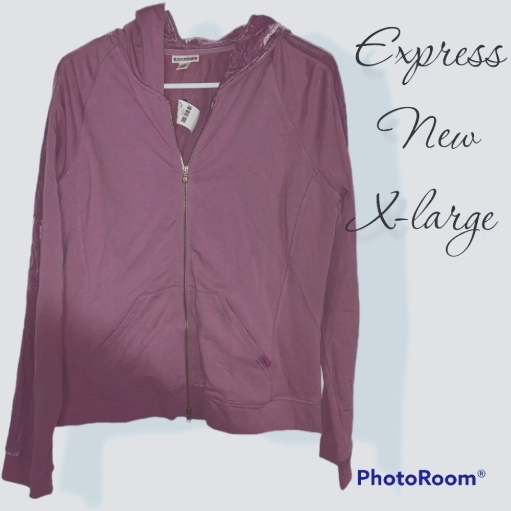 Track jacket velour velvet like express xl x large dusty light pink